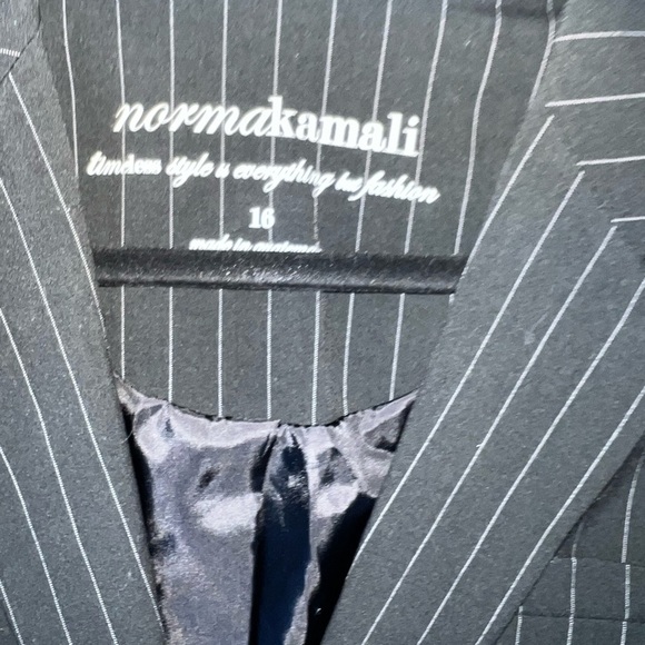 NORMA KAMALI Black White Pin-Stripe 2-Button Notch Collar Blazer Jacket - Picture 5 of 7